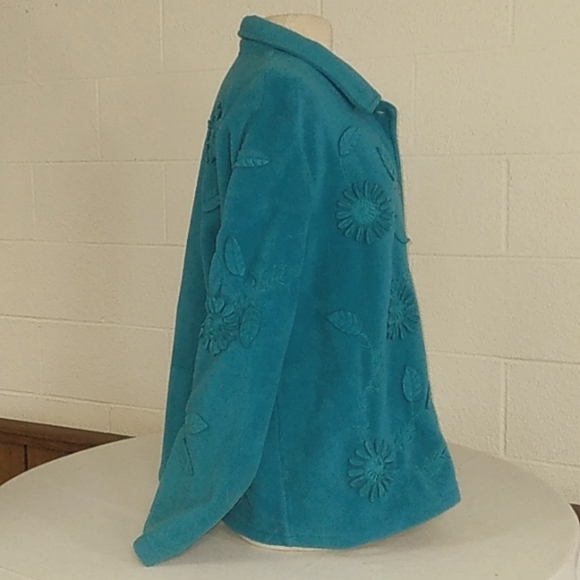 Susan Graver Blue button down fleece Jacket, Sz XL - Picture 3 of 5